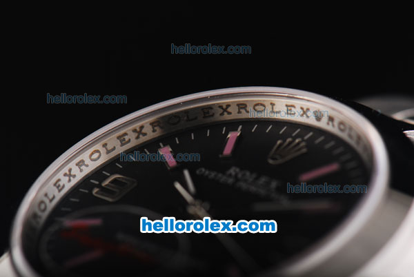 Rolex Air King Automatic Movement Full Steel with Black Dial and Pink Stick Markers - Click Image to Close